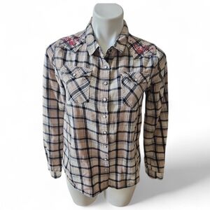 White Crow Western Embroidered Button Up Shirt